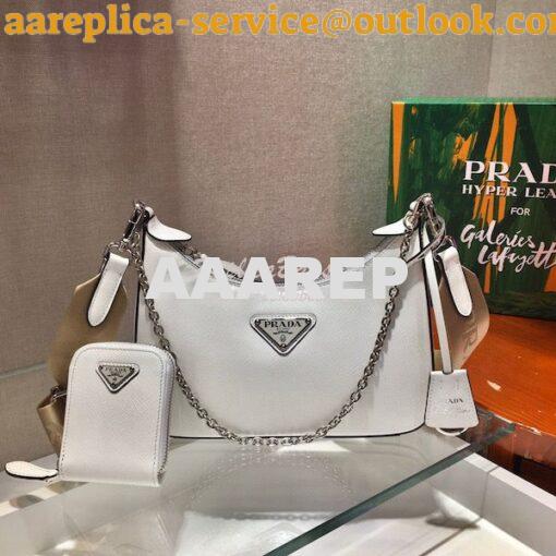 Replica Prada Re-edition 2005 Saffiano Leather Bag 1BH204 White Silver