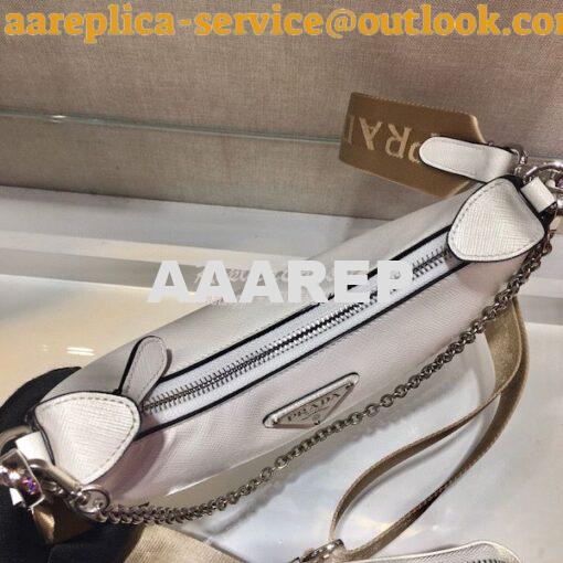 Replica Prada Re-edition 2005 Saffiano Leather Bag 1BH204 White Silver 4