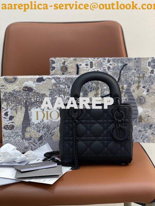 Replica Dior Mini Lady Dior Ultra-Matte Black Tote Bag