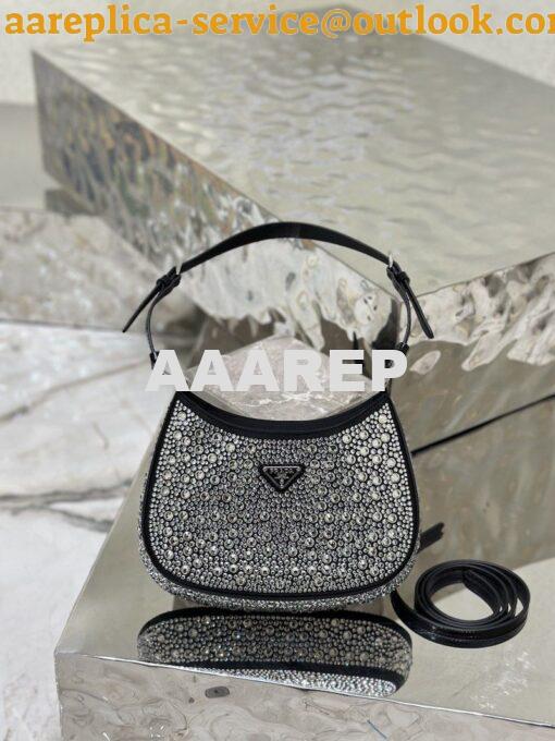 Replica Prada Cleo Satin Bag With Appliqués 1BC169 Black