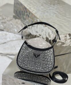 Replica Prada Cleo Satin Bag With Appliqués 1BC169 Black 2