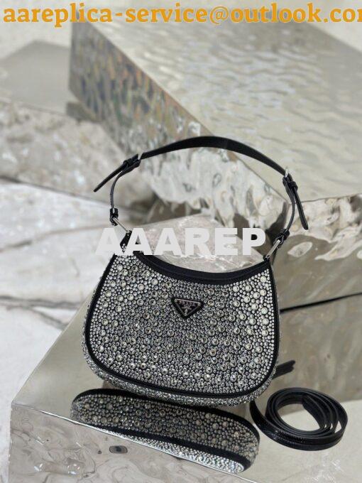 Replica Prada Cleo Satin Bag With Appliqués 1BC169 Black 2