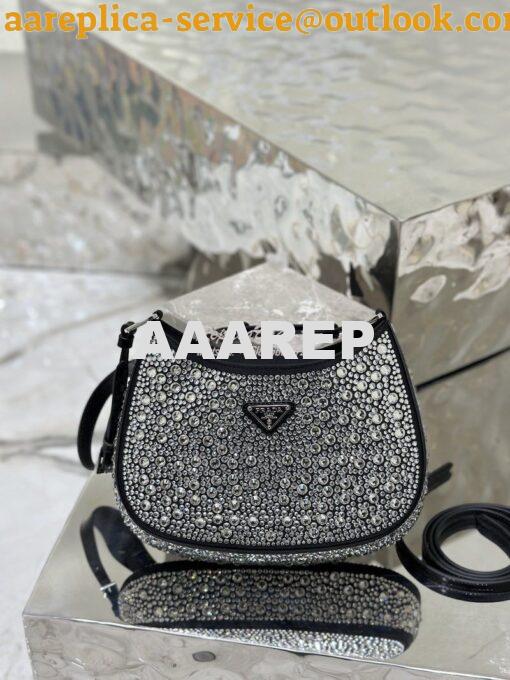 Replica Prada Cleo Satin Bag With Appliqués 1BC169 Black 3