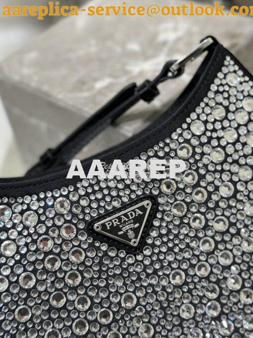 Replica Prada Cleo Satin Bag With Appliqués 1BC169 Black 4