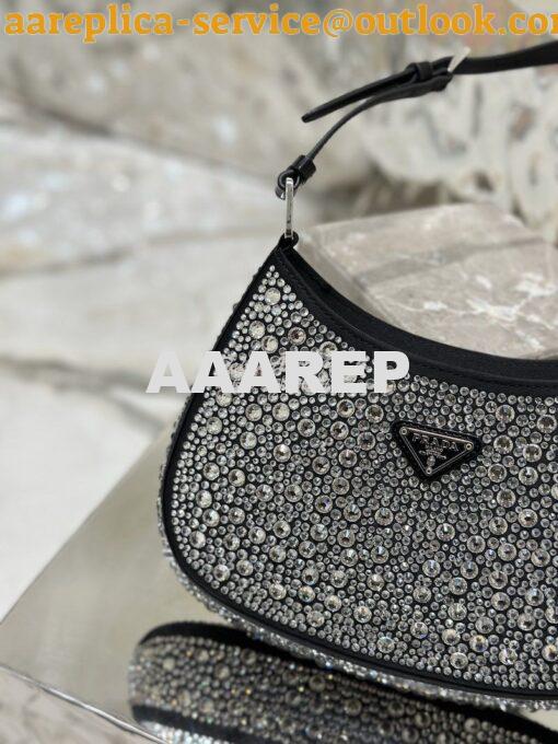 Replica Prada Cleo Satin Bag With Appliqués 1BC169 Black 5