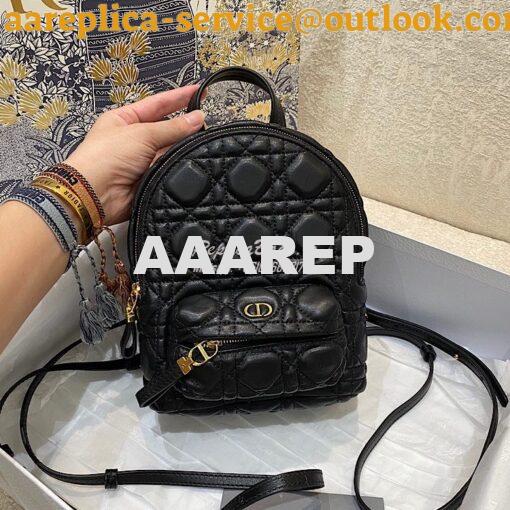 Replica Dior Mini Backpack Black Cannage Lambskin M9222U