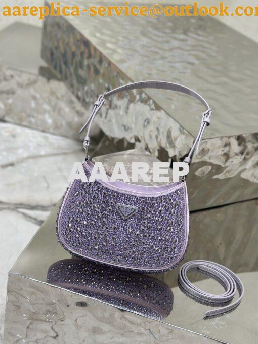 Replica Prada Cleo Satin Bag With Appliqués 1BC169 Wisteria 3