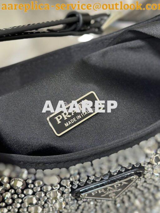 Replica Prada Cleo Satin Bag With Appliqués 1BC169 Black 8