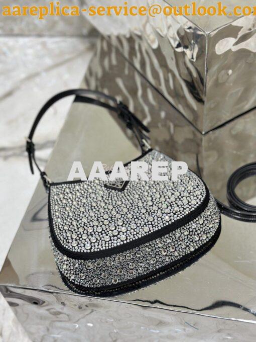 Replica Prada Cleo Satin Bag With Appliqués 1BC169 Black 9