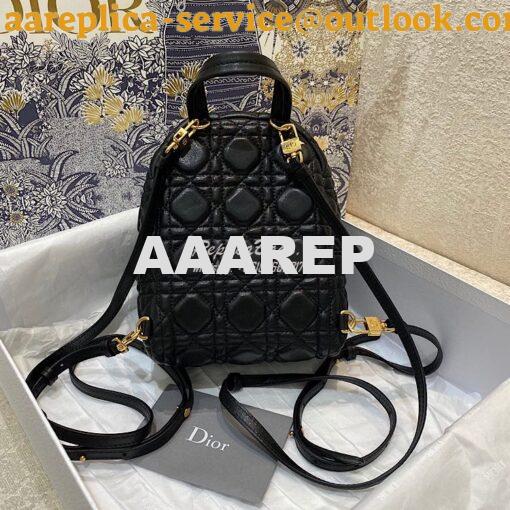 Replica Dior Mini Backpack Black Cannage Lambskin M9222U 6