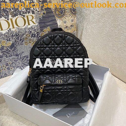 Replica Dior Small Backpack Black Cannage Lambskin M9221U 3