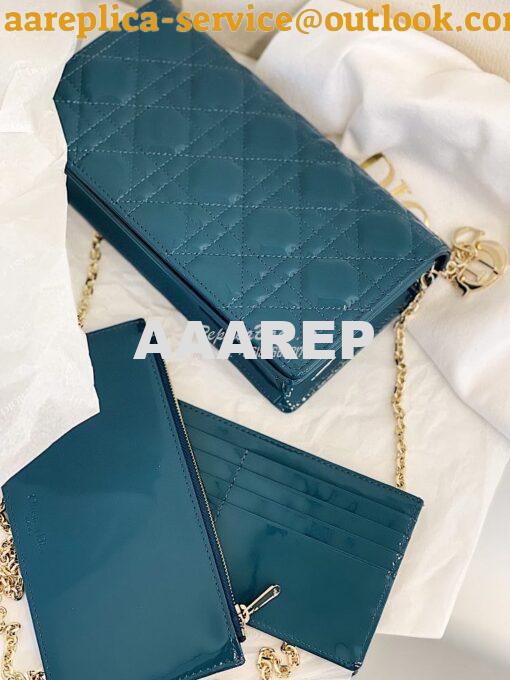 Replica Lady Dior Clutch With Chain in Patent Calfskin S0204 Ocean Blu 5