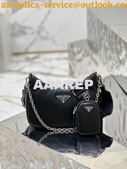 Replica Prada Re-edition 2005 Lambskin Bag 1BH204 Black 2