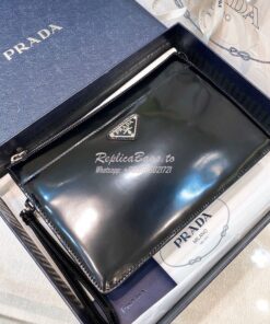 Replica Prada Brush Leather Pouch 2VF032 Black 2