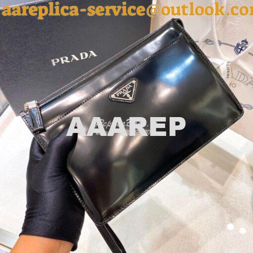 Replica Prada Brush Leather Pouch 2VF032 Black 3