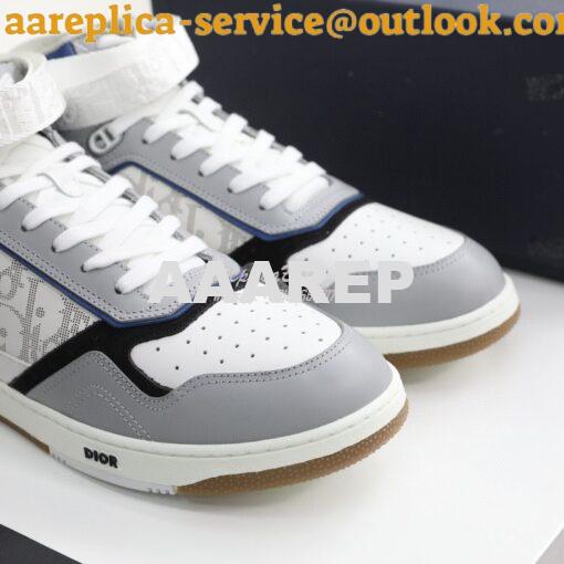 Replica Dior B27 Mid-Top Sneaker Blue, Gray and White Smooth Calfskin 10