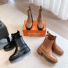 Replica Hermes Findlay Ankle Boot in Glossed Calfskin With Thick Sole 11