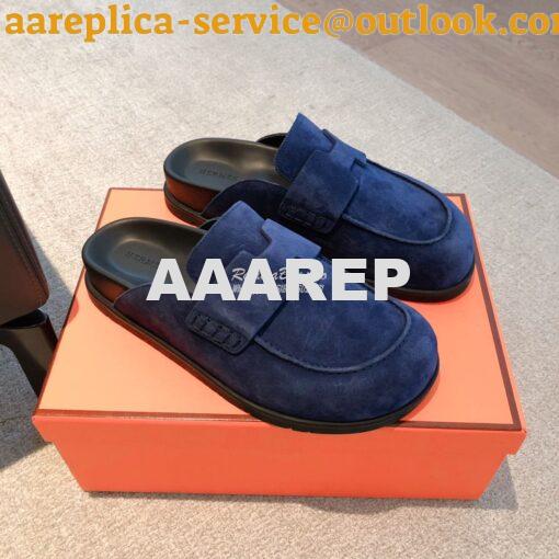 Replica Hermes Men Female Hermes GO Mule in Suede Calfskin H231745Z 18