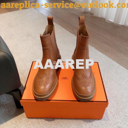 Replica Hermes Findlay Ankle Boot in Glossed Calfskin With Thick Sole 2