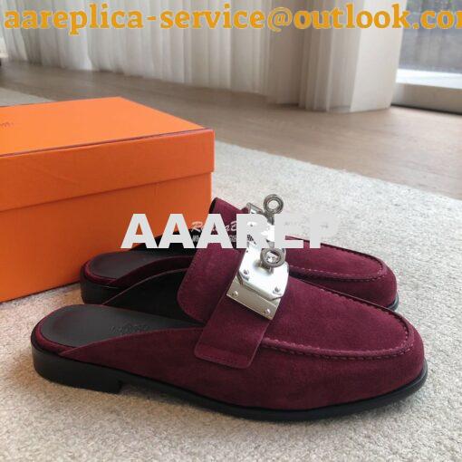 Replica Hermes Iota Mule in Suede Goatskin H241159Z 10