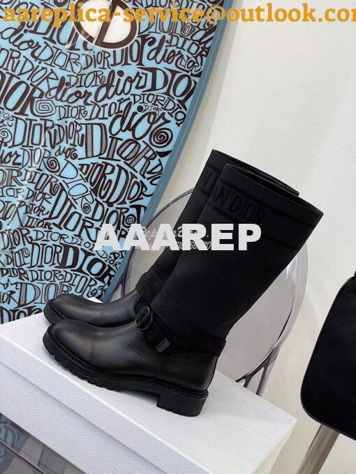 Replica Dior D-Major Ankle Long Boot Black Technical Fabric and Black 2