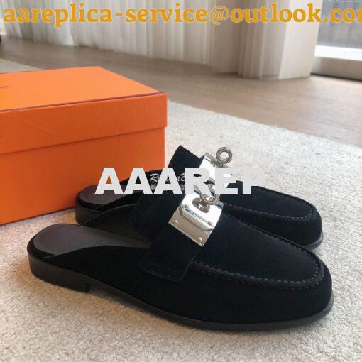 Replica Hermes Iota Mule in Suede Goatskin H241159Z 19