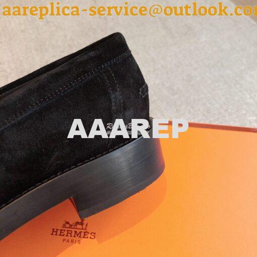 Replica Hermes Hot Loafer in suede goatskin H232074Z Black 7