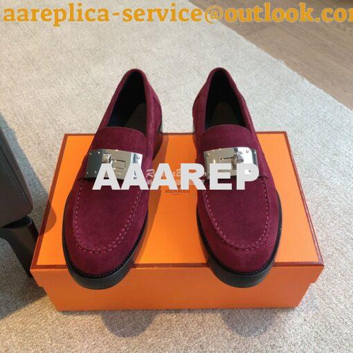 Replica Hermes Hot Loafer in suede goatskin H232074Z Marron