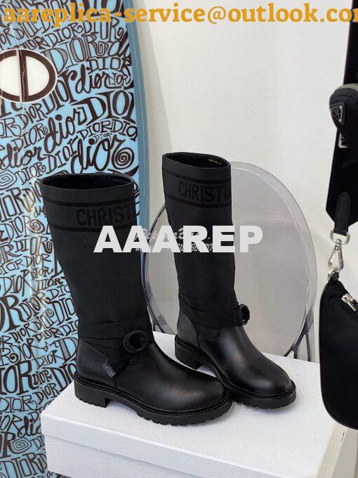 Replica Dior D-Major Ankle Long Boot Black Technical Fabric and Black 3