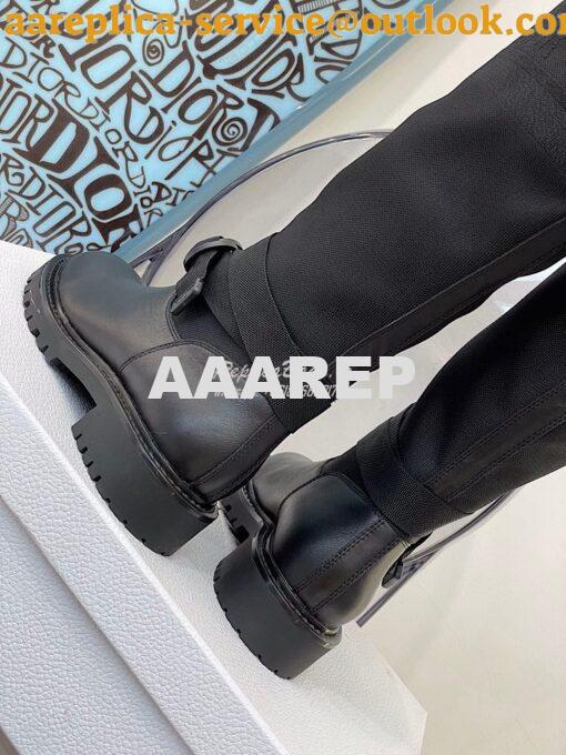 Replica Dior D-Major Ankle Long Boot Black Technical Fabric and Black 4