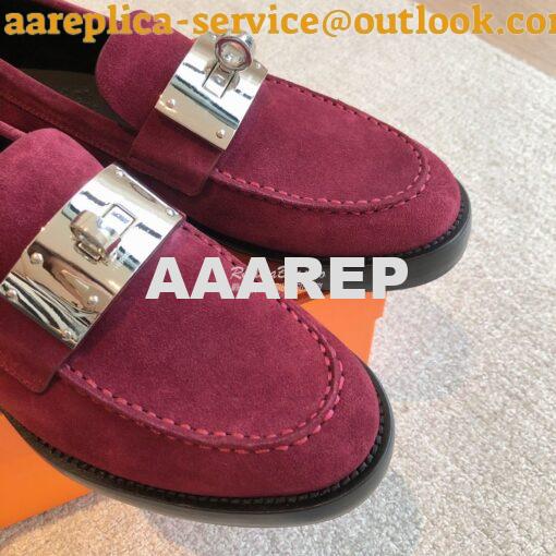 Replica Hermes Hot Loafer in suede goatskin H232074Z Marron 3