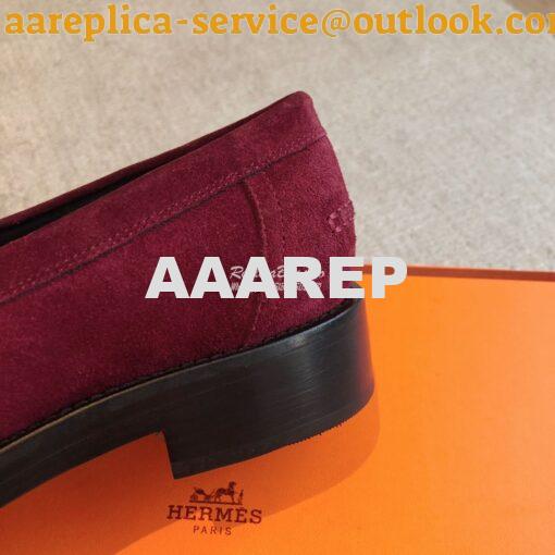 Replica Hermes Hot Loafer in suede goatskin H232074Z Marron 5