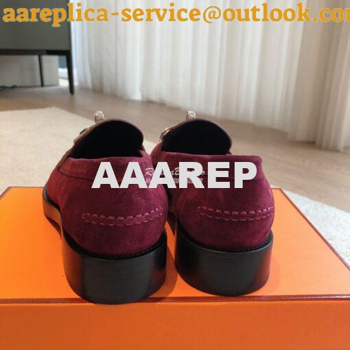 Replica Hermes Hot Loafer in suede goatskin H232074Z Marron 6