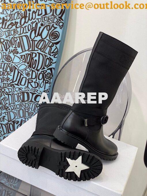 Replica Dior D-Major Ankle Long Boot Black Technical Fabric and Black 8