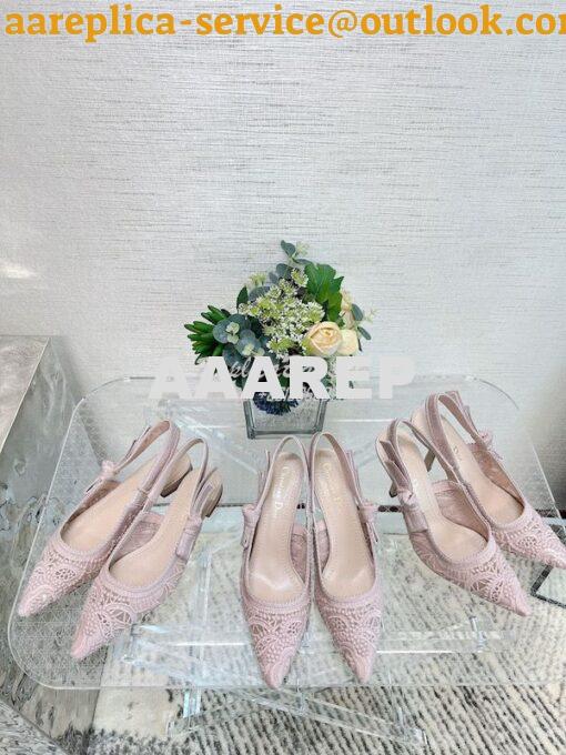 Replica Dior J'adior Slingback Pump Rose Des Vents Macramé Embroidered