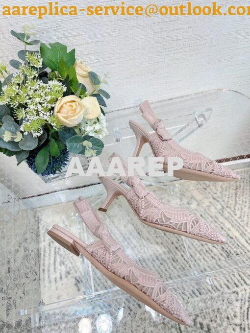 Replica Dior J'adior Slingback Pump Rose Des Vents Macramé Embroidered 2