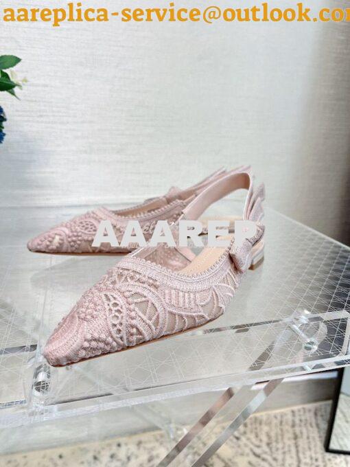 Replica Dior J'adior Slingback Pump Rose Des Vents Macramé Embroidered 5