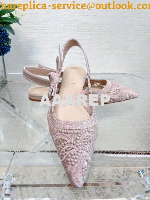 Replica Dior J'adior Slingback Pump Rose Des Vents Macramé Embroidered 6