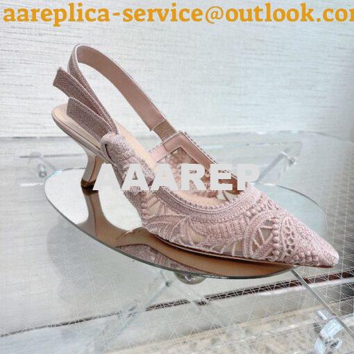 Replica Dior J'adior Slingback Pump Rose Des Vents Macramé Embroidered 9