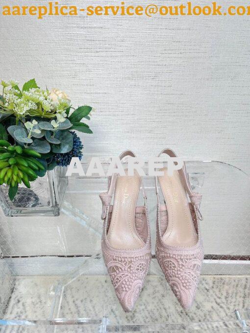 Replica Dior J'adior Slingback Pump Rose Des Vents Macramé Embroidered 10