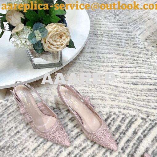 Replica Dior J'adior Slingback Pump Rose Des Vents Macramé Embroidered 11