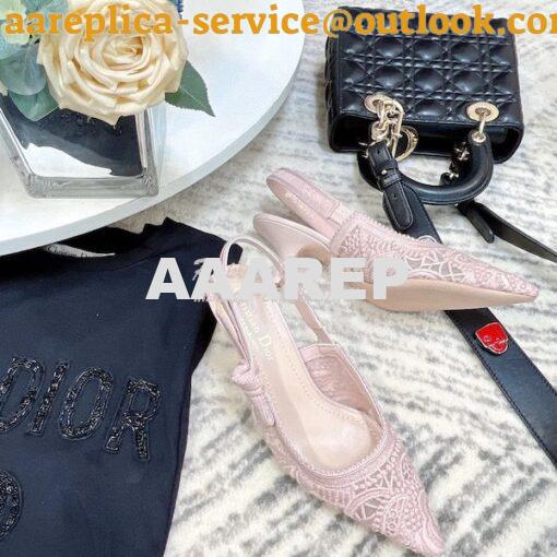 Replica Dior J'adior Slingback Pump Rose Des Vents Macramé Embroidered 12