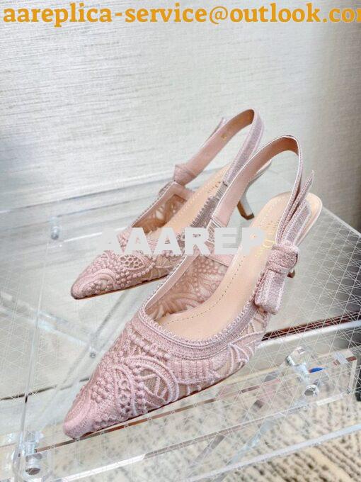 Replica Dior J'adior Slingback Pump Rose Des Vents Macramé Embroidered 13