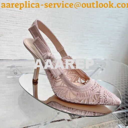 Replica Dior J'adior Slingback Pump Rose Des Vents Macramé Embroidered 14