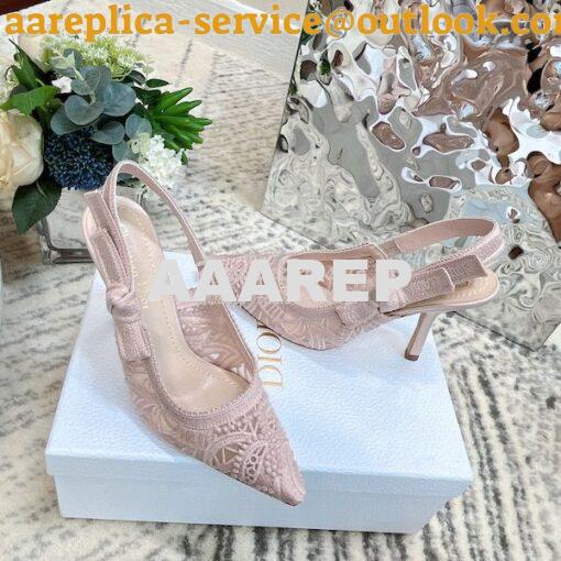 Replica Dior J'adior Slingback Pump Rose Des Vents Macramé Embroidered 15