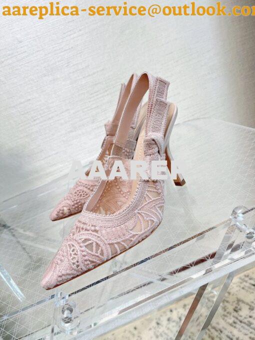 Replica Dior J'adior Slingback Pump Rose Des Vents Macramé Embroidered 16