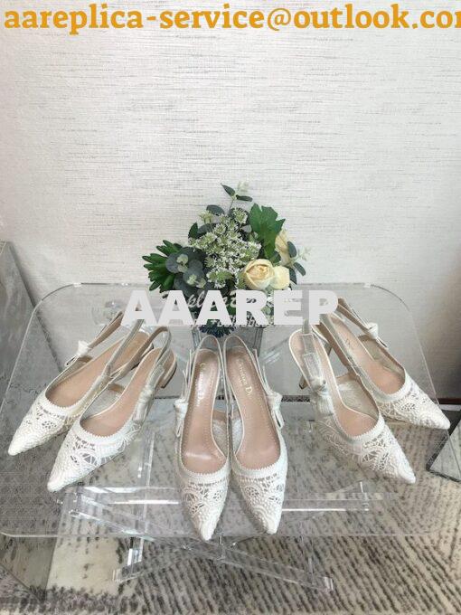 Replica Dior J'adior Slingback Pump White Macramé Embroidered Cotton K