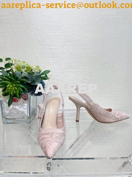 Replica Dior J'adior Slingback Pump Rose Des Vents Macramé Embroidered 17