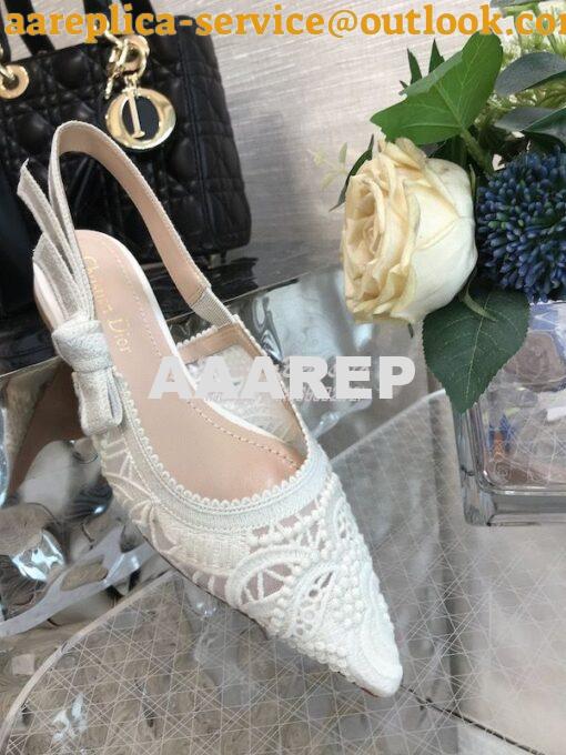 Replica Dior J'adior Slingback Pump White Macramé Embroidered Cotton K 3