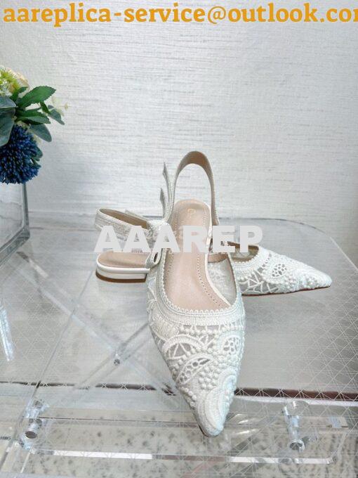 Replica Dior J'adior Slingback Pump White Macramé Embroidered Cotton K 4